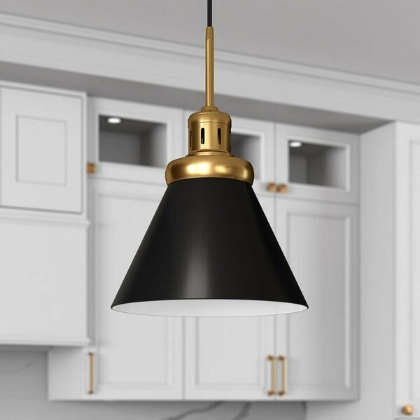 Hudson & Canal 12 in. Zeno Pendant with Metal Shade Brushed Brass & Blackened Bronze PD1660